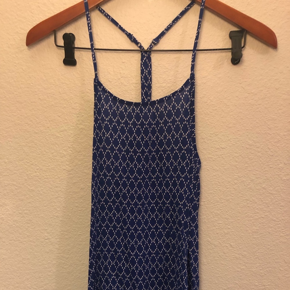 Patterned Blue and White Tank Top